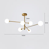 Modern 6 Light Gold Glass Globe Pendant Light Electroplated LED Ceiling Chandelier for Living Room