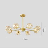 Modern 6 Light Gold LED Globe Chandelier Glass Pendant Light for Kitchen and Dining Room