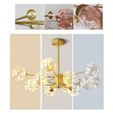 Modern 6 Light Gold LED Globe Chandelier Glass Pendant Light for Kitchen and Dining Room