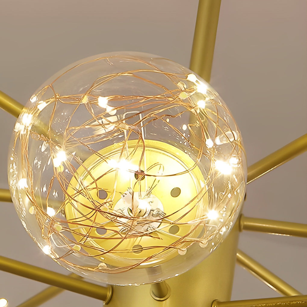 Modern 6 Light Gold LED Globe Chandelier Glass Pendant Light for Kitchen and Dining Room