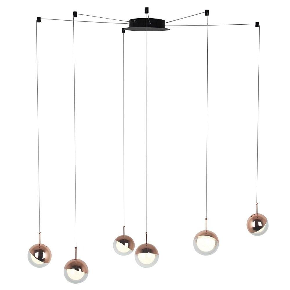 Modern 6 Light Mini Globe Cluster Chandelier Metal and Acrylic Pendant Hanging Ceiling Light