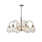Modern 6 Light Nickel Chandelier with Clear Glass Globe Shades for Dining Room and Living Room