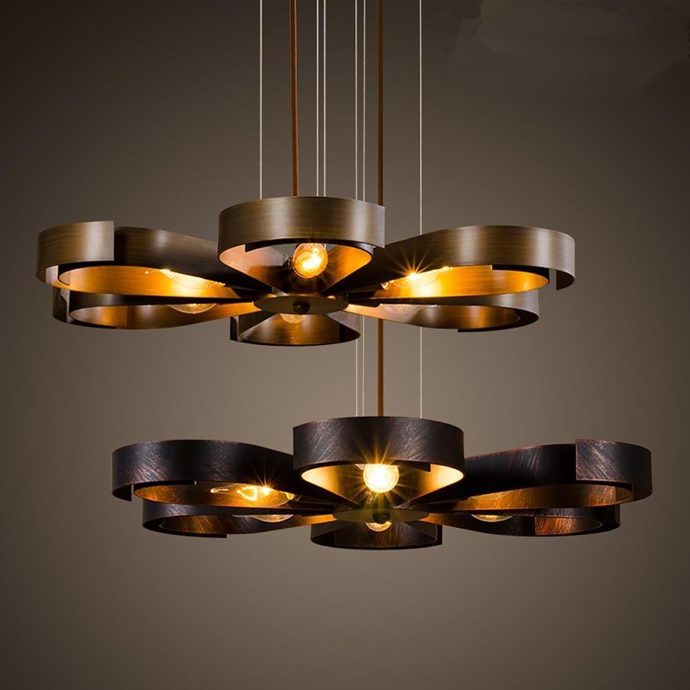 Modern 6 Light Petal Shaped LED Chandelier Pendant Light Flower Design Metal Hanging Lamp