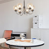 Modern 6 Light Planet Glass Ball Chandelier Chrome Postmodern Hanging Pendant Light