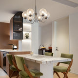 Modern 6 Light Planet Glass Ball Chandelier Chrome Postmodern Hanging Pendant Light