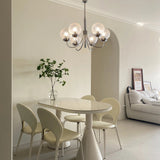 Modern 6 Light Planet Glass Ball Chandelier Chrome Postmodern Hanging Pendant Light