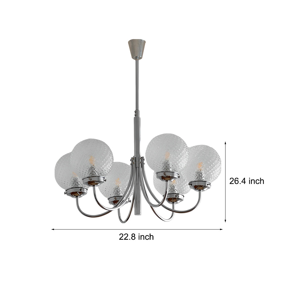 Modern 6 Light Planet Glass Ball Chandelier Chrome Postmodern Hanging Pendant Light