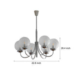 Modern 6 Light Planet Glass Ball Chandelier Chrome Postmodern Hanging Pendant Light