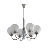 Modern 6 Light Planet Glass Ball Chandelier Chrome Postmodern Hanging Pendant Light