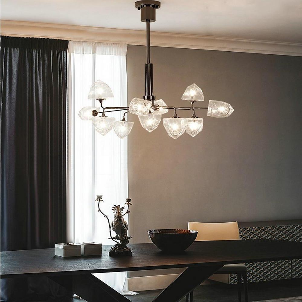 Modern 7 Light Mini Sputnik Chandelier with Glass Shades for Elegant Living Room Lighting