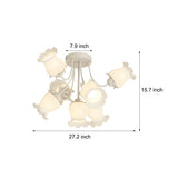 Modern 7 Light White Floral Glass Petal Ceiling Fixture with 3 Color Step Dimming