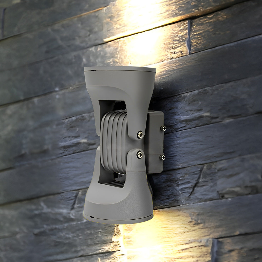 Modern 8 Inch LED Up Down Outdoor Wall Sconce with 2 Rotating Heads IP65 Waterproof Exterior Light