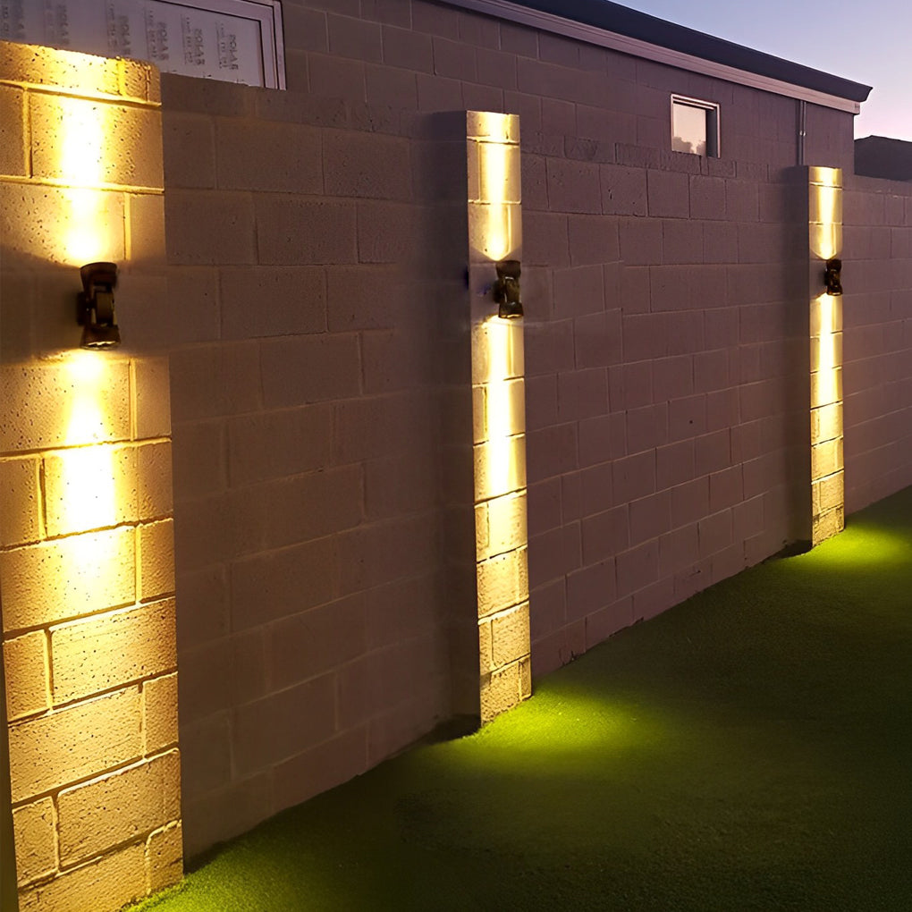Modern 8 Inch LED Up Down Outdoor Wall Sconce with 2 Rotating Heads IP65 Waterproof Exterior Light