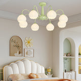 Modern 8 Light Bell Orchid Flower Glass Ceiling Fixture with Three Step Dimming