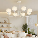 Modern 8 Light Bell Orchid Glass Flower Chandelier with Three Step Dimming and Green Finish