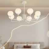 Modern 8 Light Bell Orchid Glass Flower Chandelier with Three Step Dimming and Green Finish