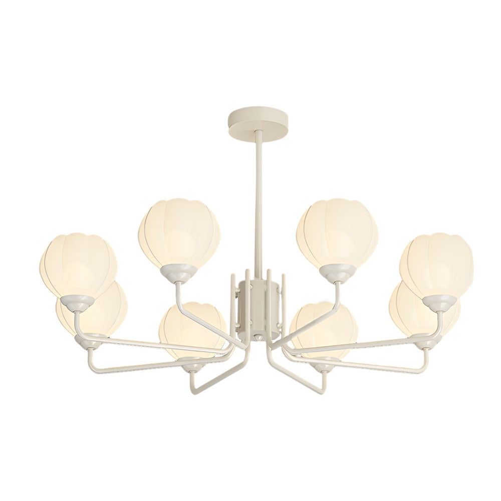 Modern 8 Light Bell Orchid Glass Flower Chandelier with Three Step Dimming and Green Finish