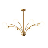 Modern 8 Light Crystal Globe Chandelier in Brushed Copper for Living and Dining Room