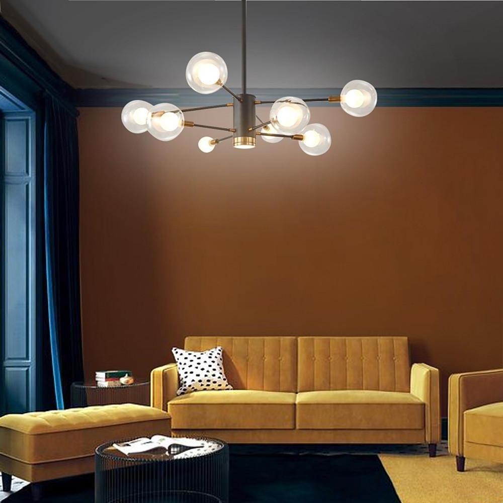 Modern 8 Light Glass Sputnik Chandelier LED Mid Century Pendant Lighting for Dining Room Kitchen Island