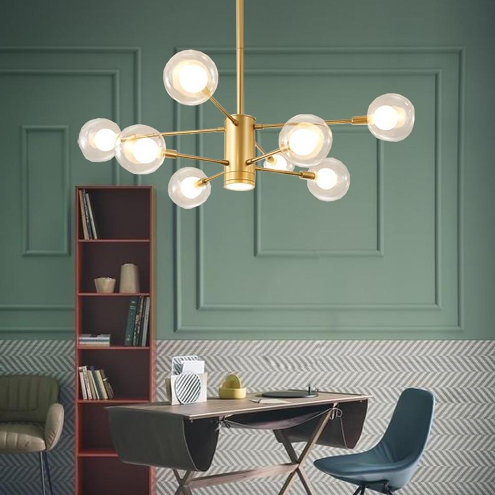 Modern 8 Light Glass Sputnik Chandelier LED Mid Century Pendant Lighting for Dining Room Kitchen Island