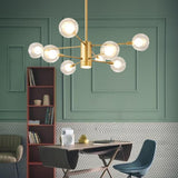 Modern 8 Light Glass Sputnik Chandelier LED Mid Century Pendant Lighting for Dining Room Kitchen Island