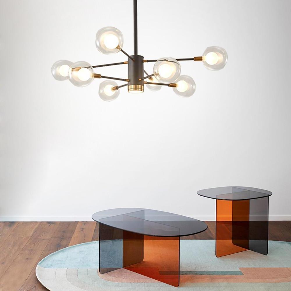 Modern 8 Light Glass Sputnik Chandelier LED Mid Century Pendant Lighting for Dining Room Kitchen Island