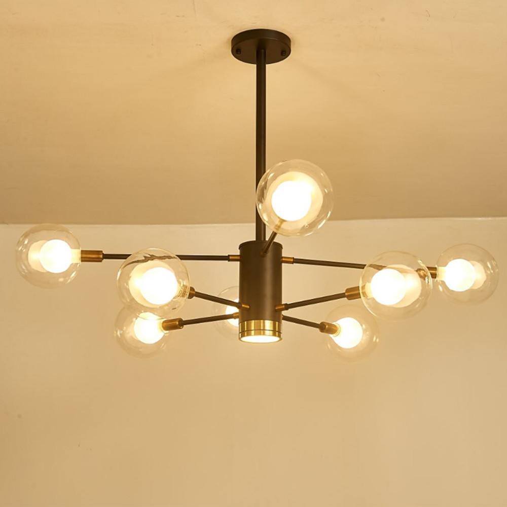 Modern 8 Light Glass Sputnik Chandelier LED Mid Century Pendant Lighting for Dining Room Kitchen Island