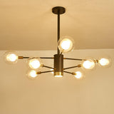 Modern 8 Light Glass Sputnik Chandelier LED Mid Century Pendant Lighting for Dining Room Kitchen Island