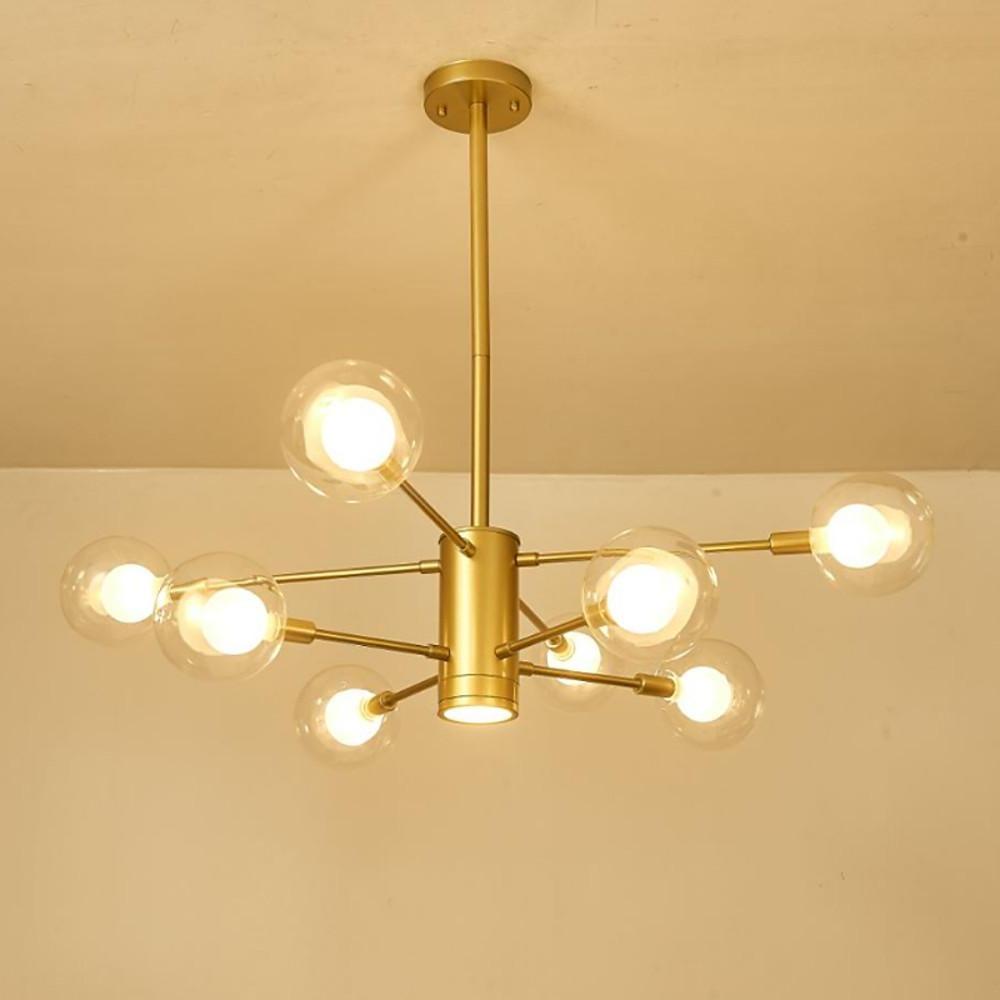 Modern 8 Light Glass Sputnik Chandelier LED Mid Century Pendant Lighting for Dining Room Kitchen Island