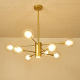 Modern 8 Light Glass Sputnik Chandelier LED Mid Century Pendant Lighting for Dining Room Kitchen Island