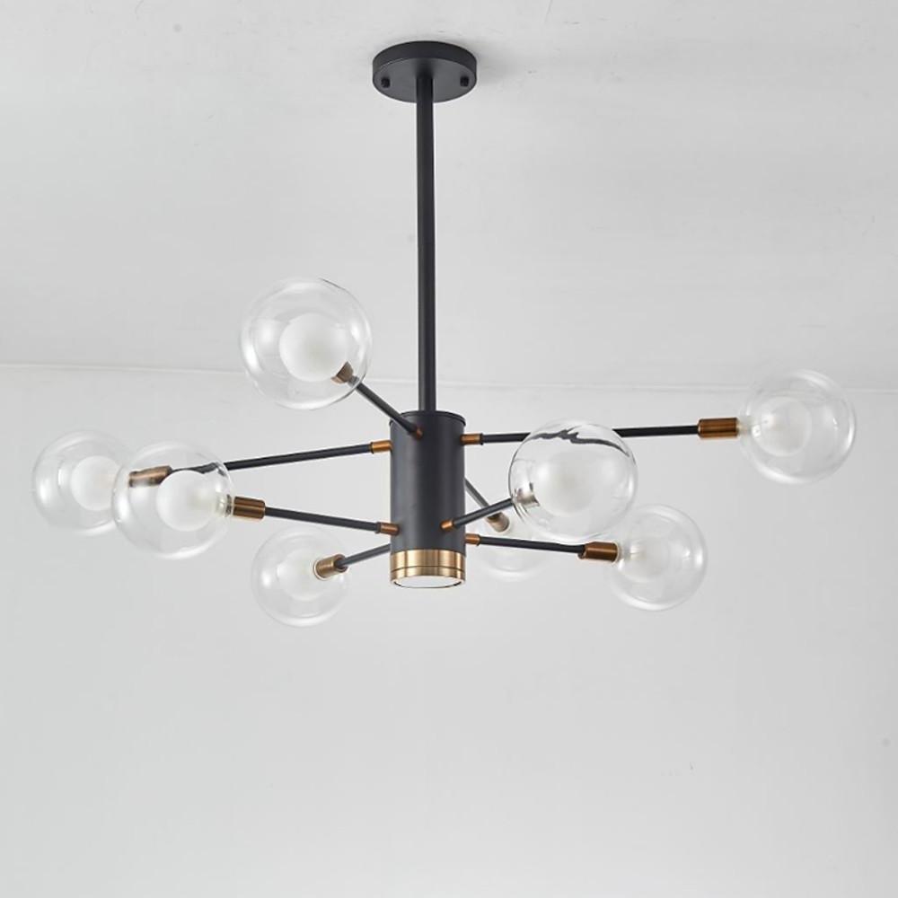 Modern 8 Light Glass Sputnik Chandelier LED Mid Century Pendant Lighting for Dining Room Kitchen Island