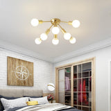 Modern 8 Light Gold Cluster Flush Mount Ceiling Light for Living Room Bedroom
