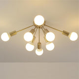 Modern 8 Light Gold Cluster Flush Mount Ceiling Light for Living Room Bedroom