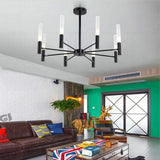 Modern 8 Light LED Candlestick Chandelier Electroplated Gold and Black Ceiling Hanging Light Fixture