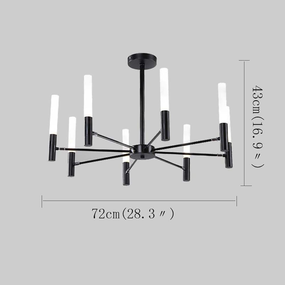 Modern 8 Light LED Candlestick Chandelier Electroplated Gold and Black Ceiling Hanging Light Fixture