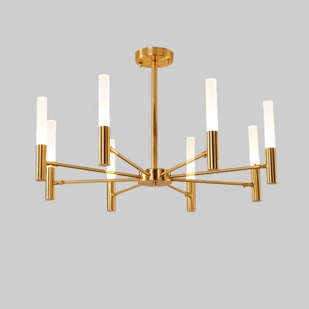 Modern 8 Light LED Candlestick Chandelier Electroplated Gold and Black Ceiling Hanging Light Fixture