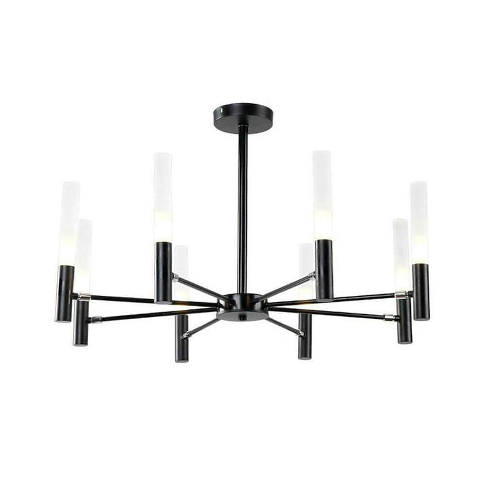 Modern 8 Light LED Candlestick Chandelier Electroplated Gold and Black Ceiling Hanging Light Fixture
