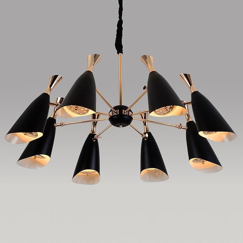 Modern 8 Light Nordic LED Chandelier Electroplated Metal Ceiling Fixture for Dining Room