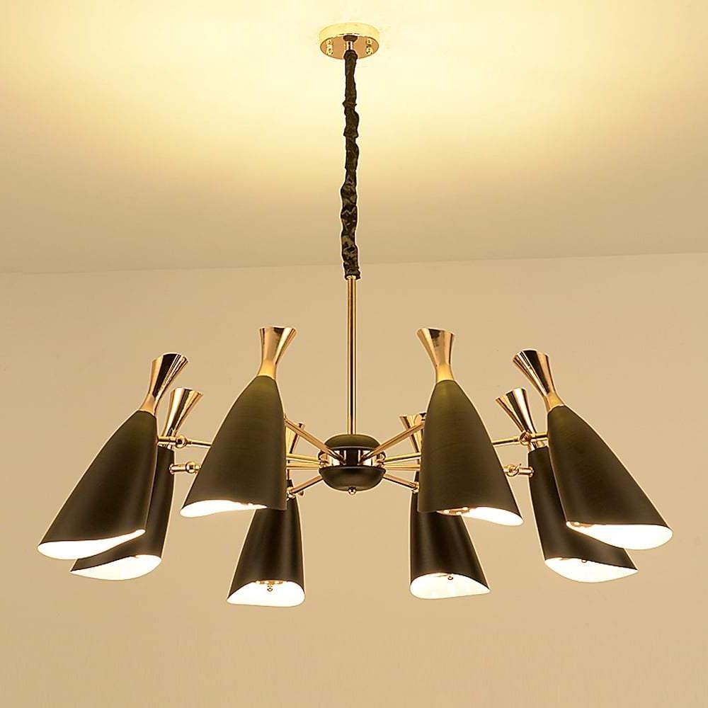 Modern 8 Light Nordic LED Chandelier Electroplated Metal Ceiling Fixture for Dining Room