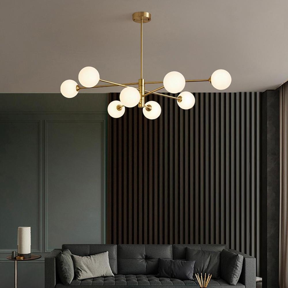 Modern 8 Light Sputnik Globe Cluster Geometric Pendant Chandelier for Living Room