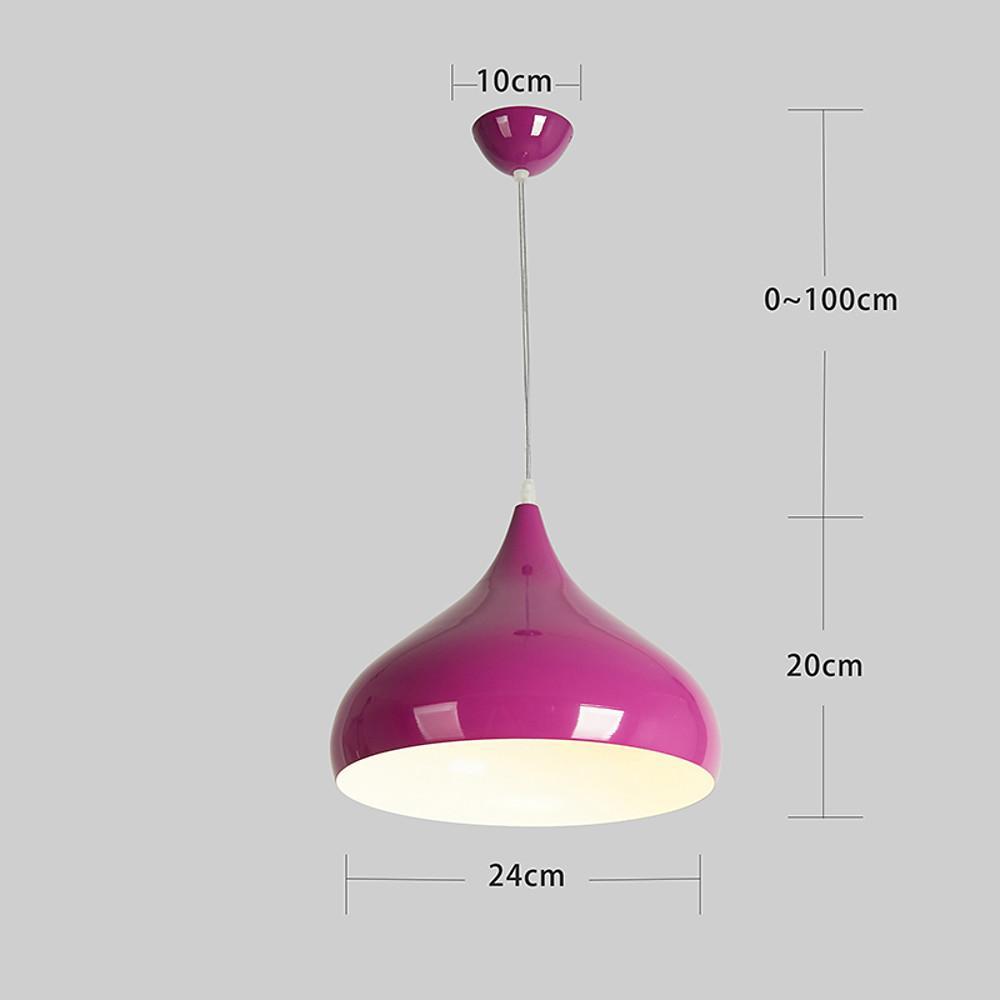 Modern 9 Inch Metal Dome Pendant Light Colorful Bowl Shaped Hanging Lamp for Kitchen and Dining Room