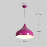 Modern 9 Inch Metal Dome Pendant Light Colorful Bowl Shaped Hanging Lamp for Kitchen and Dining Room