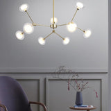 Modern 9 Light Glass Sputnik Chandelier Nordic LED Hanging Ceiling Light Fixture for Living Room and Dining Room