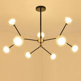 Modern 9 Light Glass Sputnik Chandelier Nordic LED Hanging Ceiling Light Fixture for Living Room and Dining Room