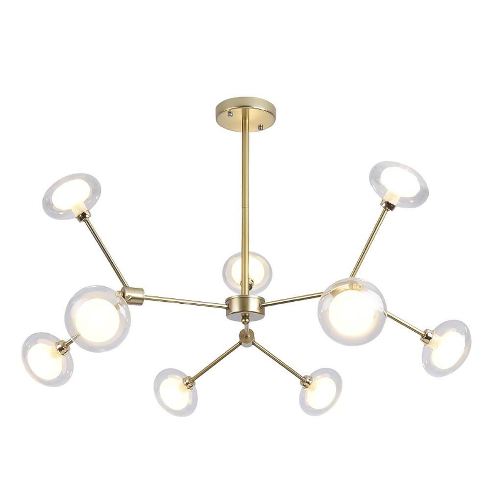 Modern 9 Light Glass Sputnik Chandelier Nordic LED Hanging Ceiling Light Fixture for Living Room and Dining Room