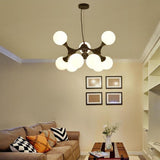 Modern 9 Light Globe Sputnik Bubble Chandelier Glass LED Ceiling Fixture for Dining Room