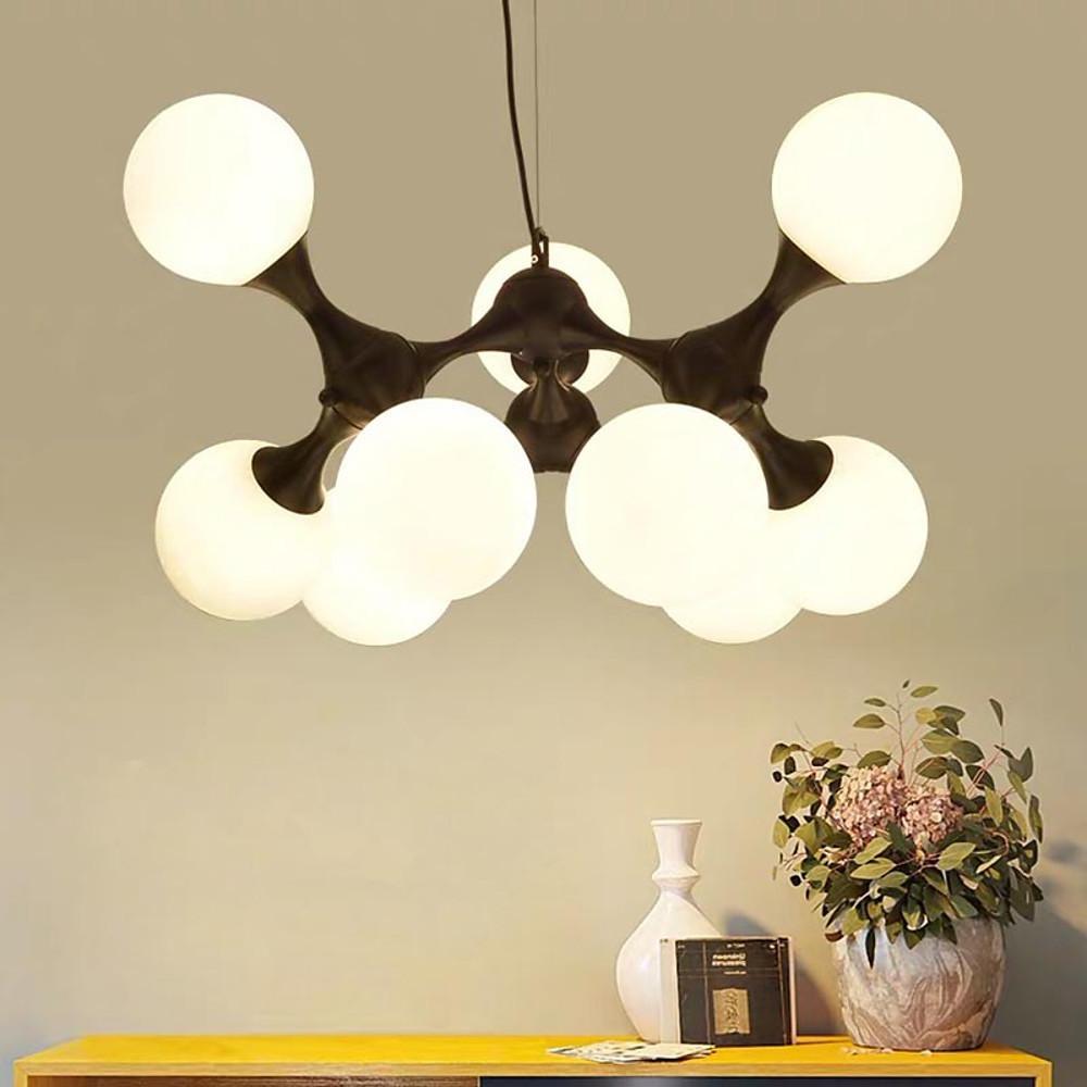 Modern 9 Light Globe Sputnik Bubble Chandelier Glass LED Ceiling Fixture for Dining Room