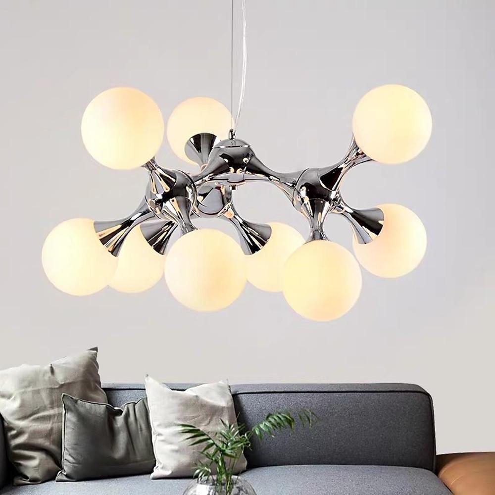 Modern 9 Light Globe Sputnik Bubble Chandelier Glass LED Ceiling Fixture for Dining Room
