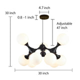 Modern 9 Light Globe Sputnik Bubble Chandelier Glass LED Ceiling Fixture for Dining Room