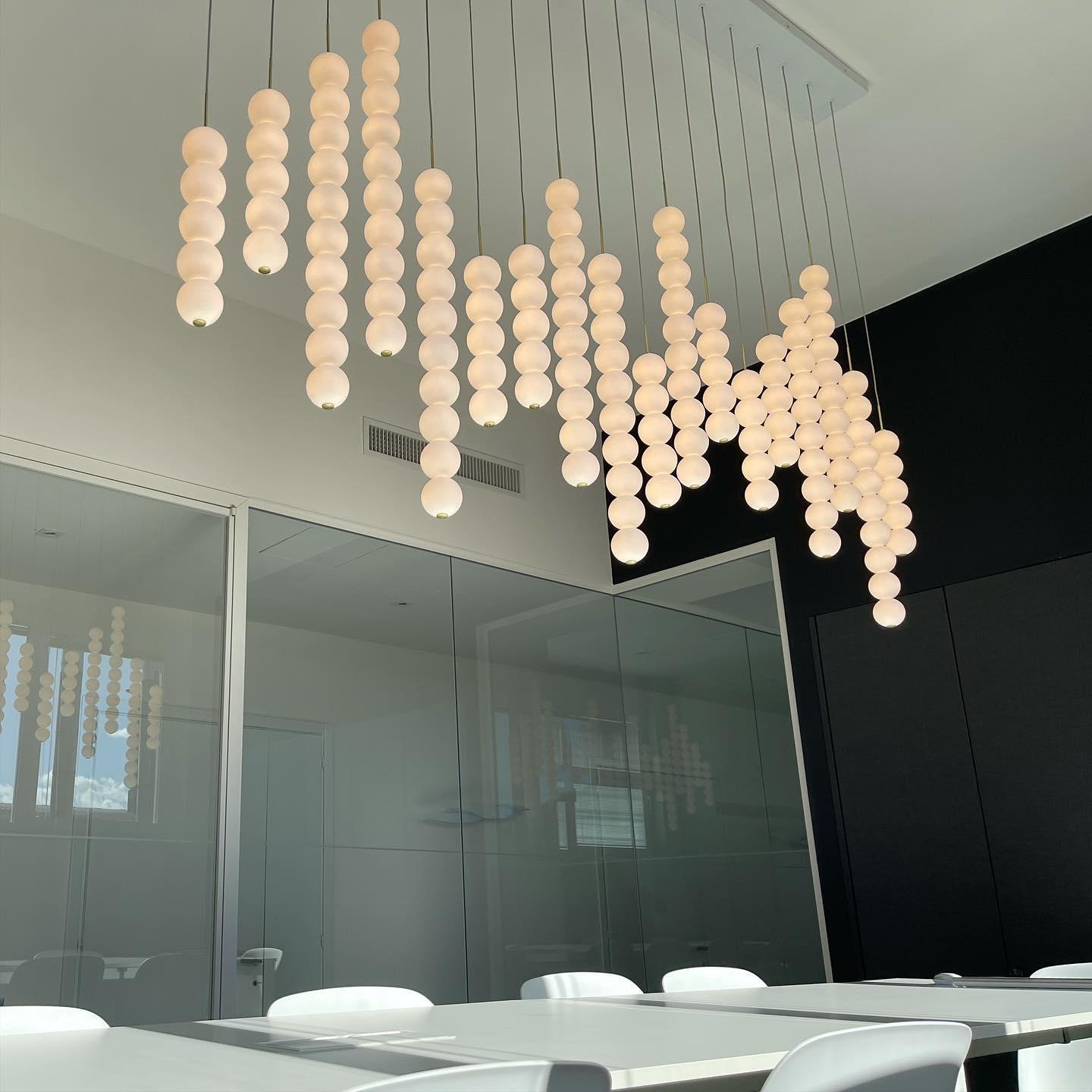 Modern Abacus Glass Globe Pendant Light Modular LED Vertical Hanging Lamp in Gold